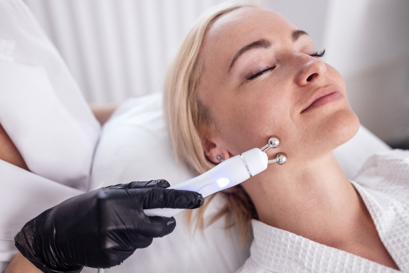 Anti age and wrinkle. Microcurrent medicine treatment.