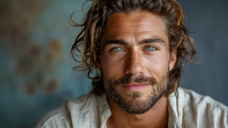 young man with long hair 