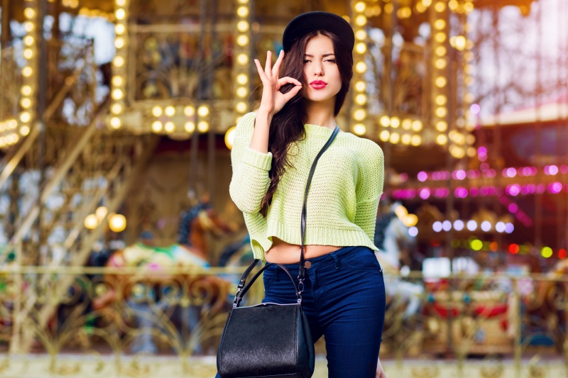 girl wearing trendy hipster swag hat 